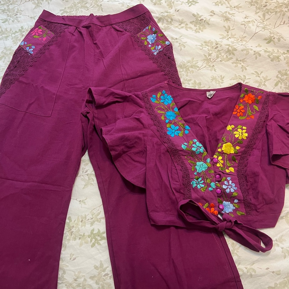 Embroidered Purple Women's Set